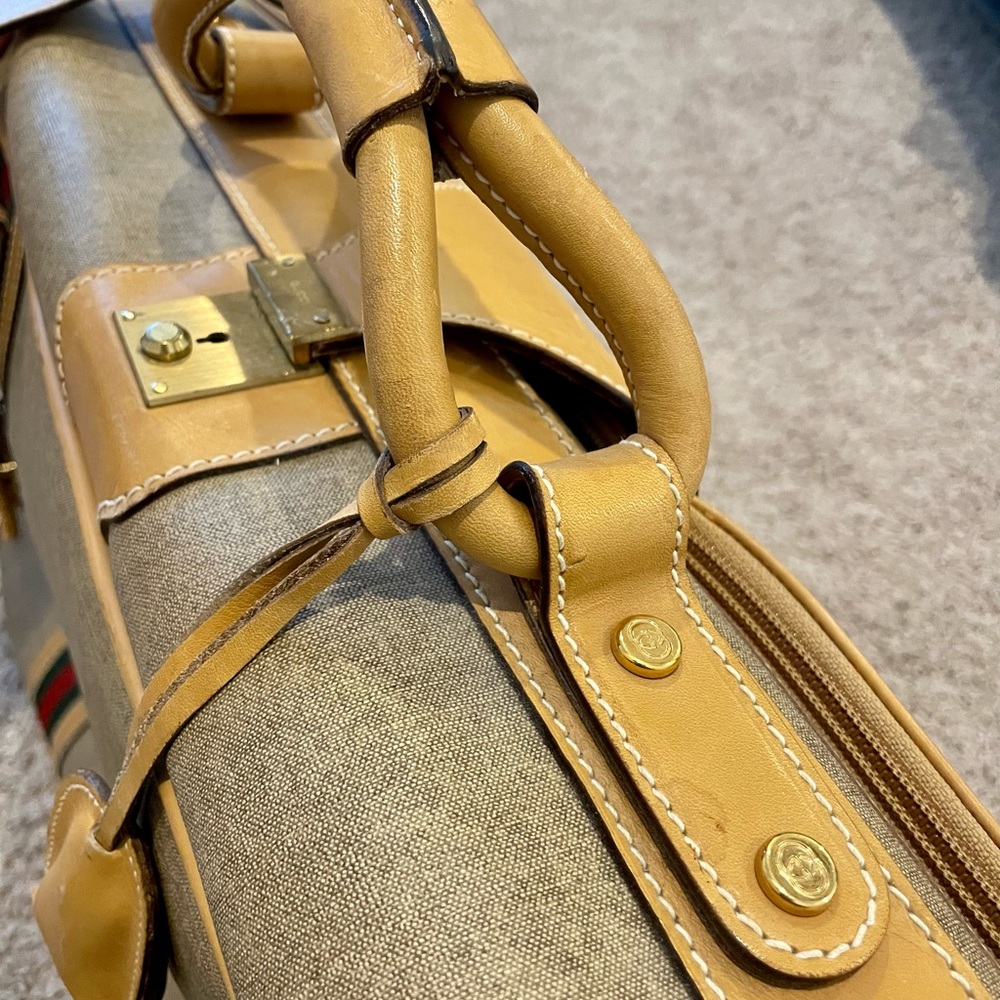 Gucci Vintage Fabric & Leather Suitcase Luggage - Picture 6 of 10